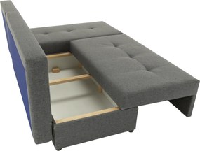 Sarokülőgarnitúra, J allású, ágyfunkcióval, szövet szürke/ párnák fekete, MEXX