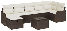 vidaXL Kanapé Szett párnával tárolóval 8 pcs Barna és Krém polirattan