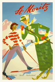 Reprodukció Vintage Travel Poster (Ski Season / Snow)