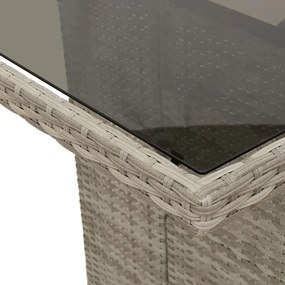 szürke polyrattan üveglapos kerti asztal 190x80x74 cm