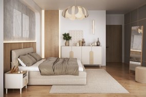 Amilio éjjeliszekrény 50 cm - kasmír / olajozott tölgy / világos tölgy fogantyú