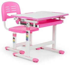 Annika gyerek íróasztal, kétrészes készlet, asztal, szék, állítható magasságú, rózsaszín