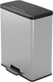 Pedálos szemetes, műanyag, 65 l, CURVER Deco bin, fekete/ezüst (KHMU244)