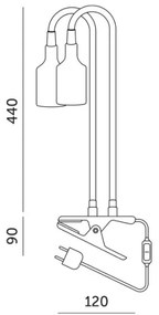 Rugalmas asztali növénylámpa klippel PLANTY 2xE27/30W/230V fehér