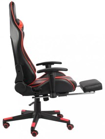 piros PVC forgó gamer szék lábtartóval