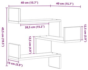Falipolcok 2 db Fekete Tölgy 40x40x49,5 cm Fűrészelt Fa
