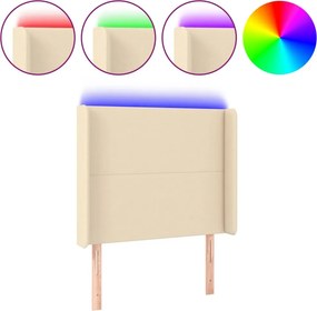 vidaXL krémszínű szövet LED-es fejtámla 103x16x118/128 cm