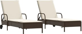 vidaXL 2 db barna polyrattan napozóágy párnával