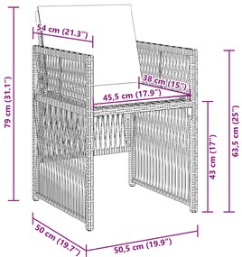 5 Darabos Kert Étlkező Szett Párnákkal Fekete Poly Rattan