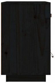 2 db fekete tömör fenyőfa éjjeliszekrény 40 x 34 x 55 cm