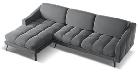 Szürke bársony sarokkanapé (bal oldali) Nalu – Makamii