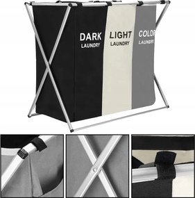 Kosár Szennyestartó Ruha Szennyestartó 3 Rekesz XL Összecsukható Erős