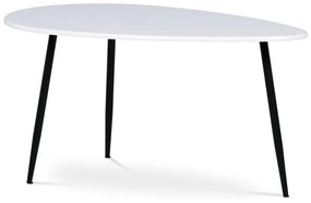 Masă de cafea modernă în alb mat cu picioare din metal negru. AF-3012