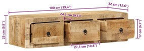tömör nyers mangófa falra szerelhető TV-szekrény 100x32x25 cm