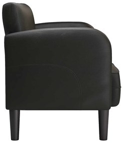 fekete műbőr loveseat kanapé 110 cm