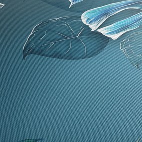Kép - Trópusi növények levelei (órával) (90x30 cm)