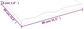 világosbarna kezelt tömör tölgyfa asztallap 80x60x(2-4) cm