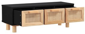 Fekete szerelt fa és tömör fenyőfa dohányzóasztal 80x40x30 cm