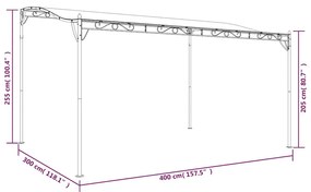 antracitszürke szövet és acél pavilon 4 x 3 m 180 g/m²
