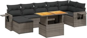 vidaXL 8 részes szürke polyrattan kerti ülőgarnitúra párnákkal