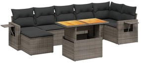 vidaXL 8 részes szürke polyrattan kerti ülőgarnitúra párnákkal