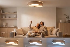 Dimmelhető LED mennyezeti lámpa SM. GALAXY M., LED/24W/230V, átm. 55 cm, bézs/fehér + távirányító
