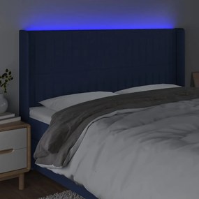 kék szövet LED-es fejtámla 163x16x118/128 cm