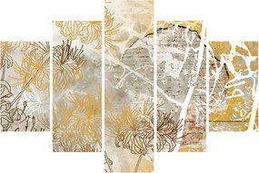 Kép - Vintage fal virágokkal (150x105 cm)