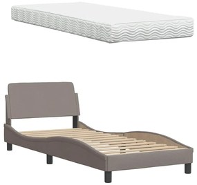 tópszínű szövet ágy matraccal 90x190 cm