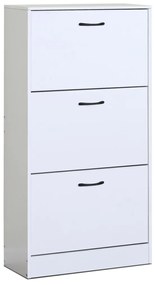 Cipősszekrény, 3 rekeszes, Fehér színben, MDF