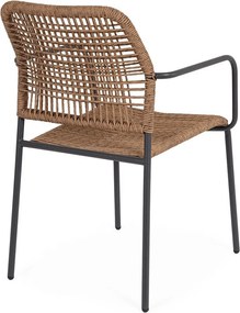 Sötétszürke-natúr színű fém kerti szék Jable – Bizzotto