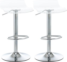 HOMCOM 2 db-os modern dizájnú bárszék akrílszékkel és fémbázissal - 360° forgatható - állítható magasságú lábtartóval - átlátszó | Aosom
