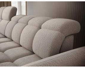 Bézs buklé kinyitható-tárolóhelyes sarokkanapé (bal oldali-heverő résszel) Beneth – ELTAP