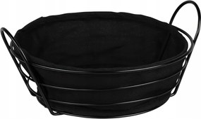 Fém Kenyérkosár Ø 24 CM Fekete, Mosható Betéttel