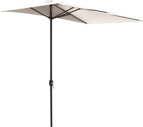 Outsunny Függőleges Fél Napernyő 230x130x245 cm Fali Napernyő Kurbel UV 30+ Védelemmel Vízálló Teraszra Kertbe Krémszínű | Aosom