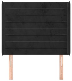 fekete bársony fejtámla szárnyakkal 93x16x118/128 cm