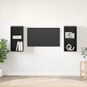 Fali TV Szekrény 2 pcs Fekete tölgy 37 x 37 x 72 cm Faanyag