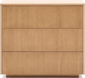 Natúr színű komód tölgyfa dekorral 90x79x50 cm Helvine – Kave Home