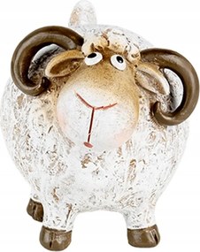 Húsvéti dekoráció fehér bárány kivájt szemekkel 9x7x8 cm
