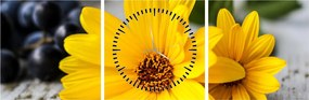 Sárga virágok képe (órával) (90x30 cm)