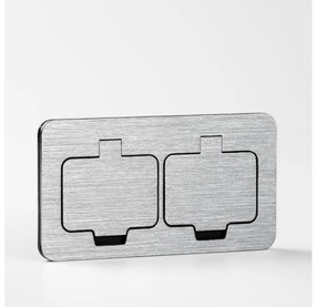 Brilagi - Kültéri beépített padló dupla aljzat IP55 matt króm négyszögletes