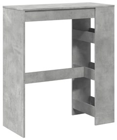 betonszürke szerelt fa tárolórekeszes bárasztal 90x40x103,5 cm
