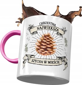 Rózsaszín Bögre Keresztelőre Születésnapra Ajándék Nyomtatott Fotóval