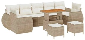 vidaXL Kerti Kanapé Szett párnával tárolóval 10 pcs bézs és krémszínű