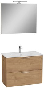 Fürdőszobai szett mosdótükörrel és világítással Vitra Mia 79x61x39,5 cm tölgyfa MIASET80D