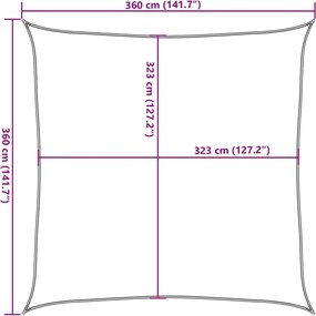 Homokszínű 100% poliészter oxford szövet napvitorla 3,6x3,6 m