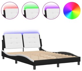 fekete és fehér ágykeret LED-ekkel matrac nélkül Zadar 140 x 190 cm