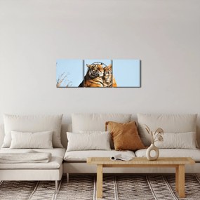 Kép - Tigris és a kölyke (órával) (90x30 cm)