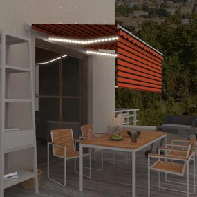 narancssárga-barna LED-es napellenző redőnnyel 3,5 x 2,5 m