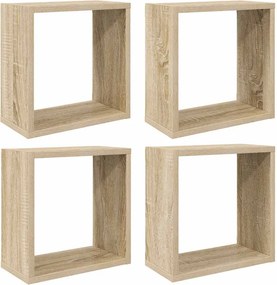 vidaXL 4 db sonoma-tölgyszínű fali kockapolc 30 x 15 x 30 cm